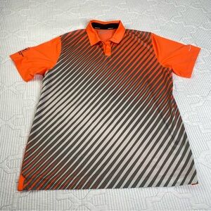 Nike Golf Tour Performance Polo Shirt Mens XL Orange Tiger Stripe Dri-Fit
